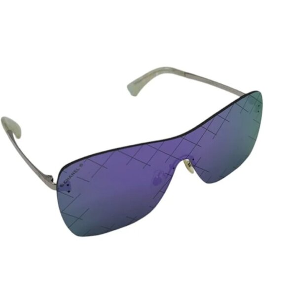 Chanel 4215 CC Shield Quilting Runway Sunglasses purple-mirror silver luxury - Picture 10 of 13